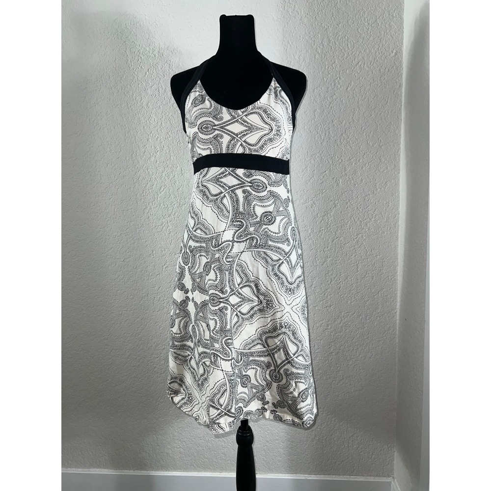 Patagonia Iliana Halter Dress Black White Paisley Geometric Bra Travel Summer